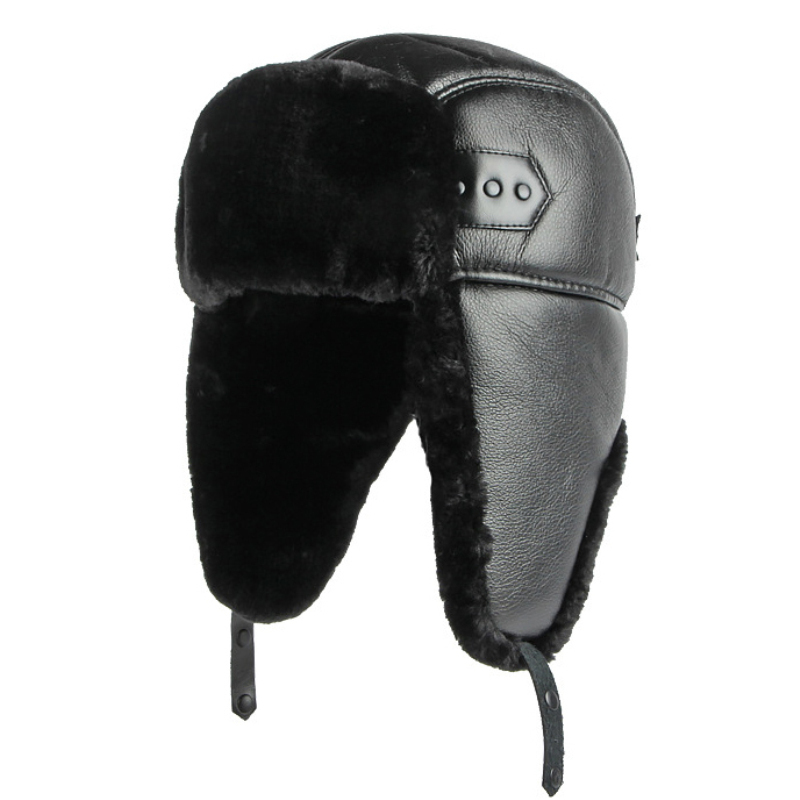 Trapper Hat Ear Flap - HT4002 Nieuwe Pu Lederen Russische Hoed