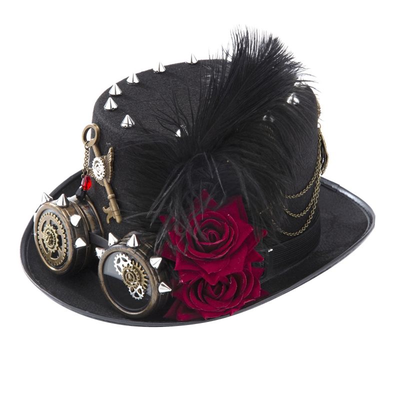Fedora Hat Wool - Y166 Vintage Steampunk hoed hoge hoed
