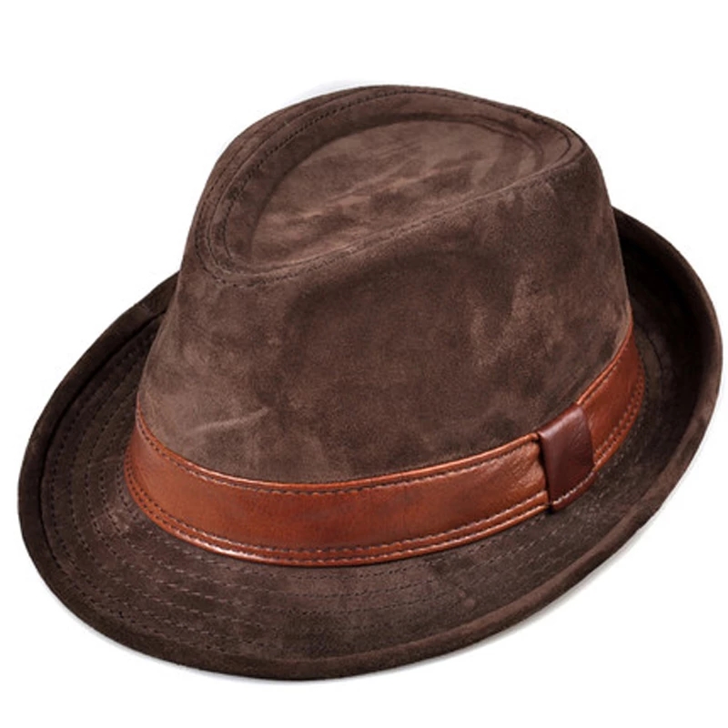 Mannen Echt Leer Suede Koe Hui - Fedora Hat Wool recensie en prijs