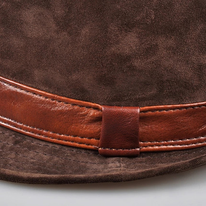 Mannen Echt Leer Suede Koe Hui - Fedora Hat Wool recensie en prijs